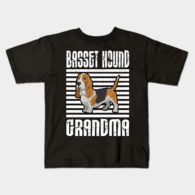 Basset Hound Grandma Proud Dogs Kids T-Shirt by aaltadel